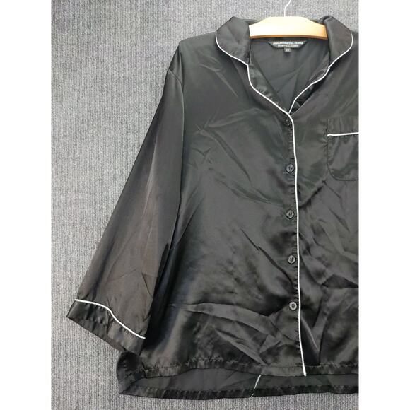 Alexander Del Rossa Palm Coast Florida Womans Satin Sleep Shirt Size 2X Black - Picture 6 of 11